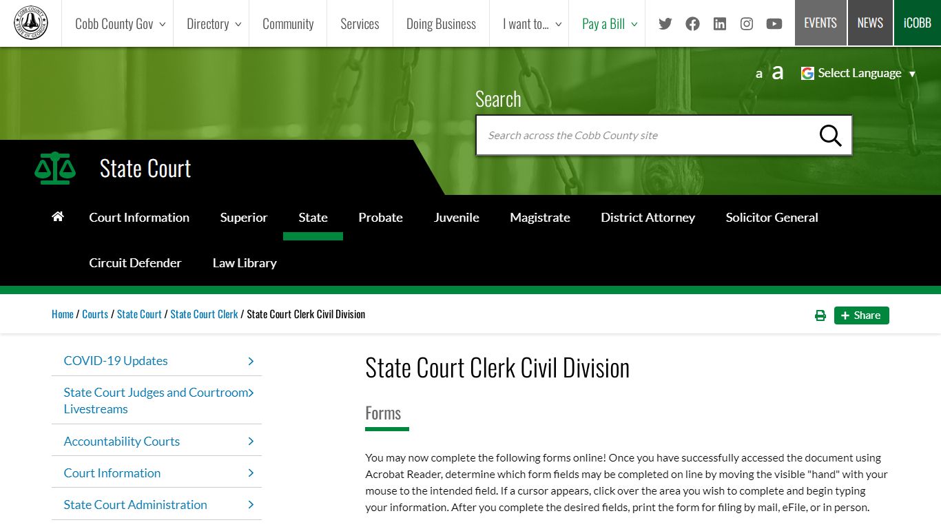 State Court Clerk Civil Division | Cobb County Georgia