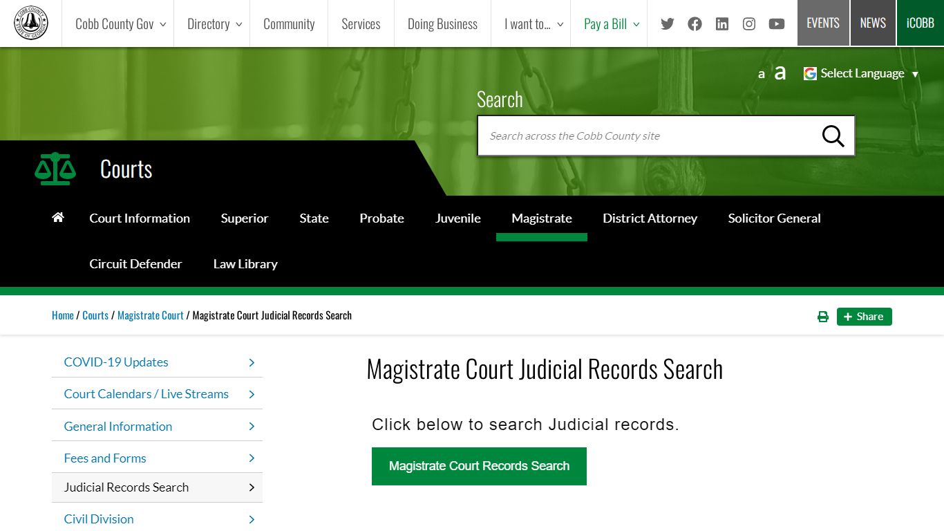 Magistrate Court Judicial Records Search | Cobb County Georgia